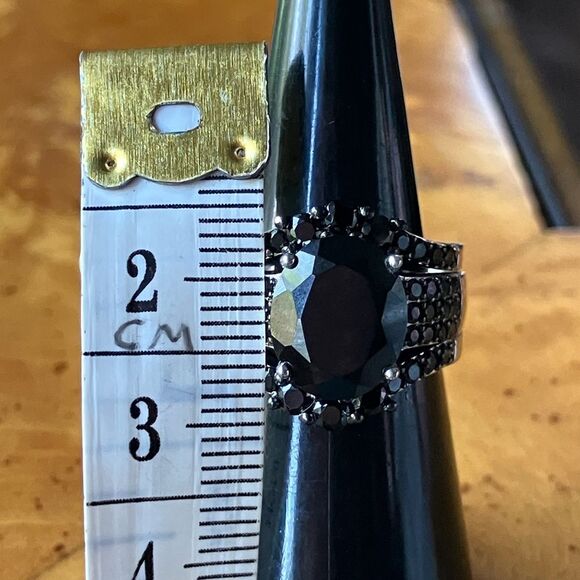 Natural Black Spinel Sterling Silver Ring Set Size 6 - Picture 8 of 11